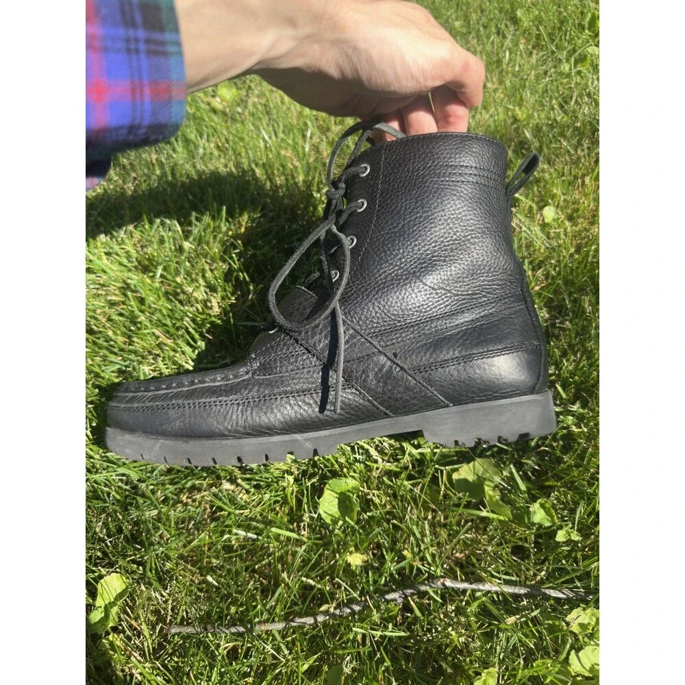 Ralph Lauren Polo Country Ranger Black Tumbled Leather Boots Size 8D